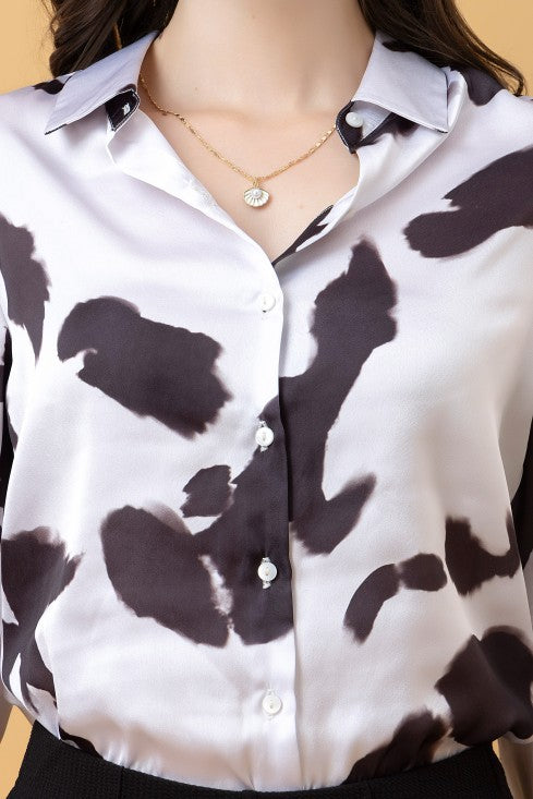 Casual Printed Satin Shirt