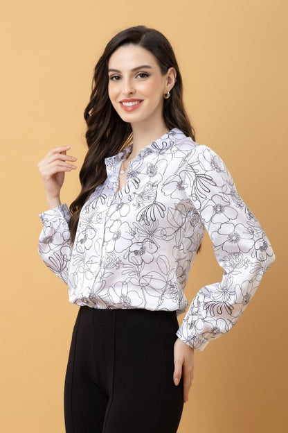 Casual Printed Satin Shirt