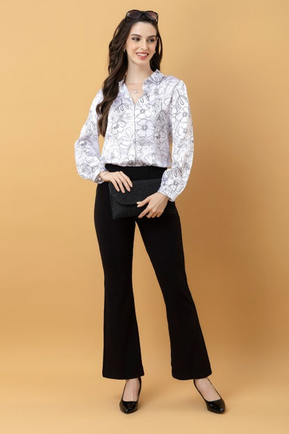 Casual Printed Satin Shirt