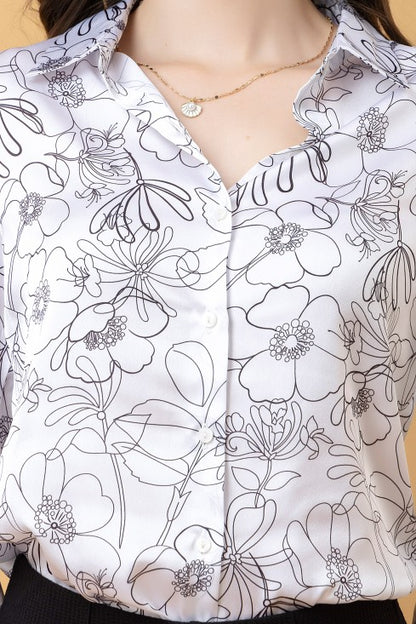 Casual Printed Satin Shirt