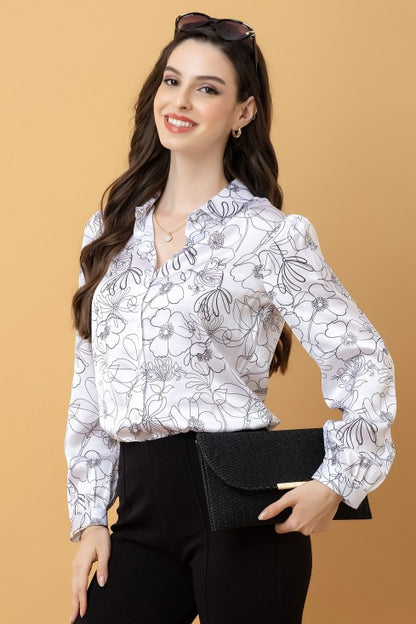 Casual Printed Satin Shirt