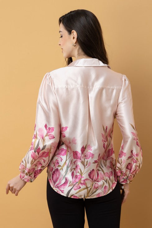Placement Print Satin Shirt
