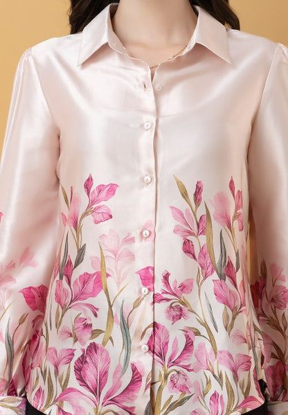 Placement Print Satin Shirt