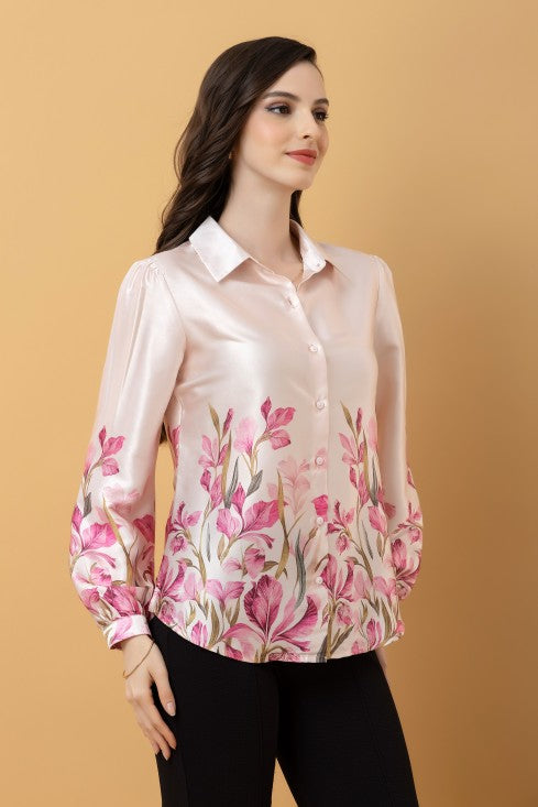 Placement Print Satin Shirt