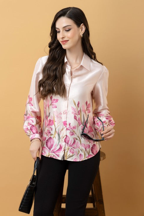 Placement Print Satin Shirt