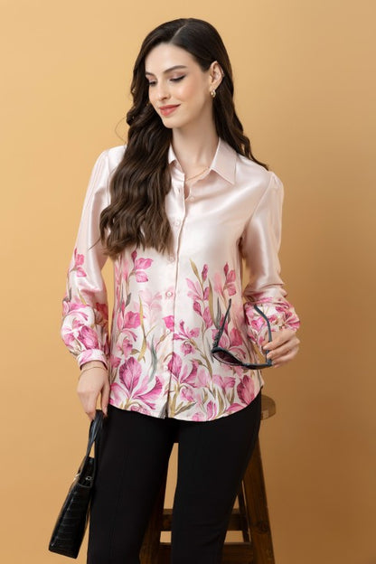 Placement Print Satin Shirt