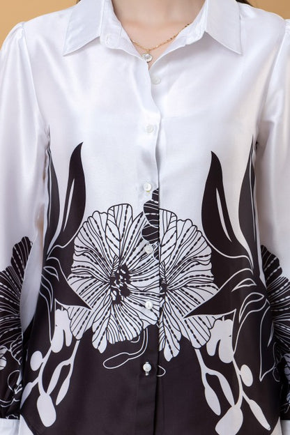 Placement Print Satin Shirt
