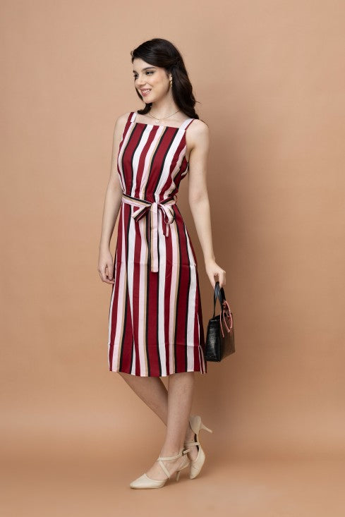 Stripes Printed Straight Dress