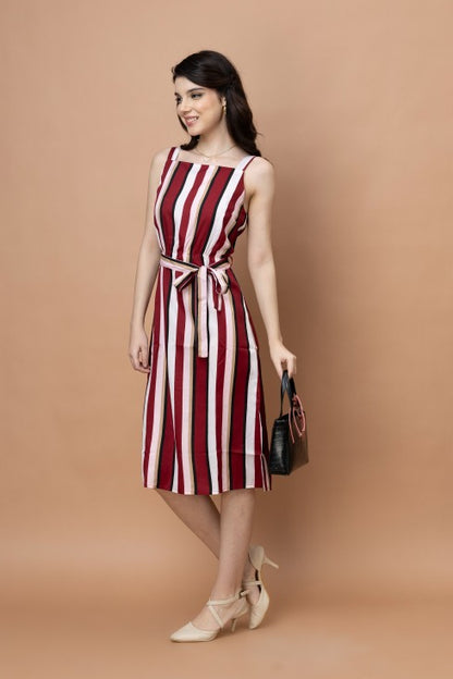 Stripes Printed Straight Dress