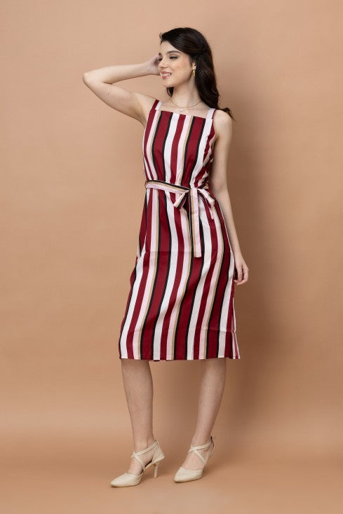 Stripes Printed Straight Dress