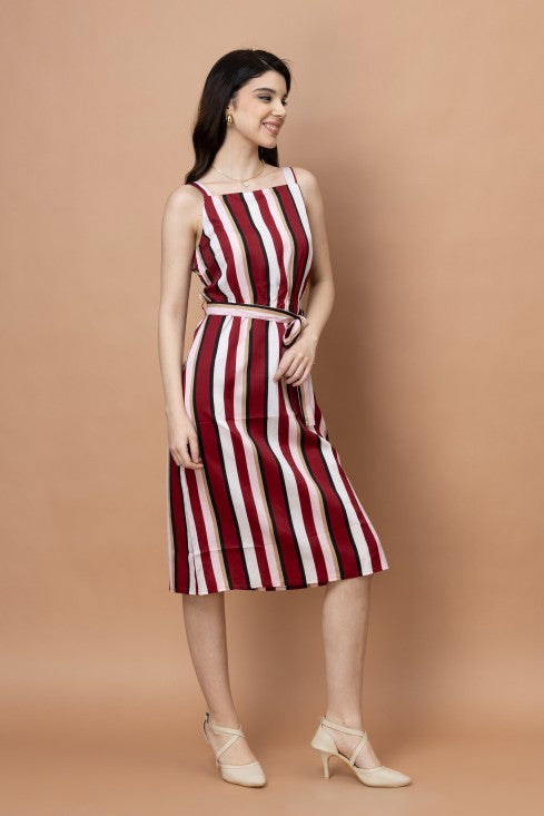 Stripes Printed Straight Dress