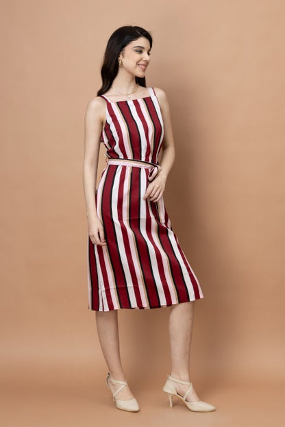 Stripes Printed Straight Dress