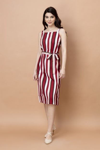 Stripes Printed Straight Dress