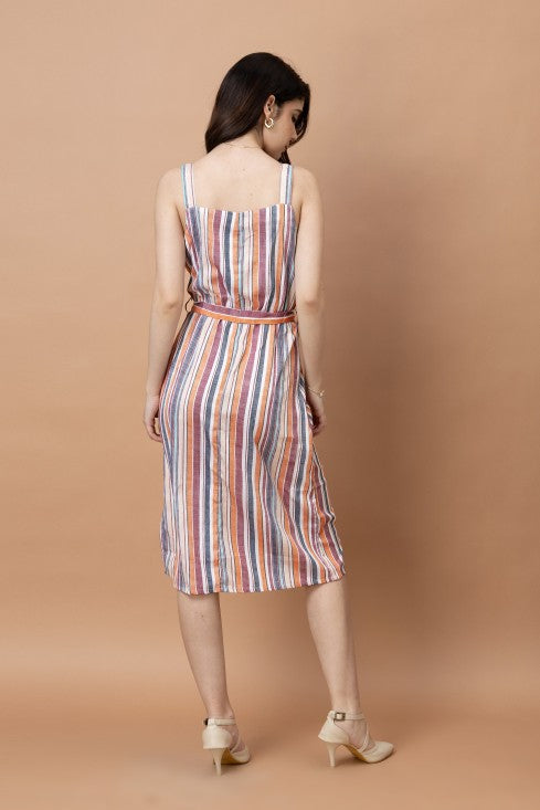 Stripes Printed Straight Dress