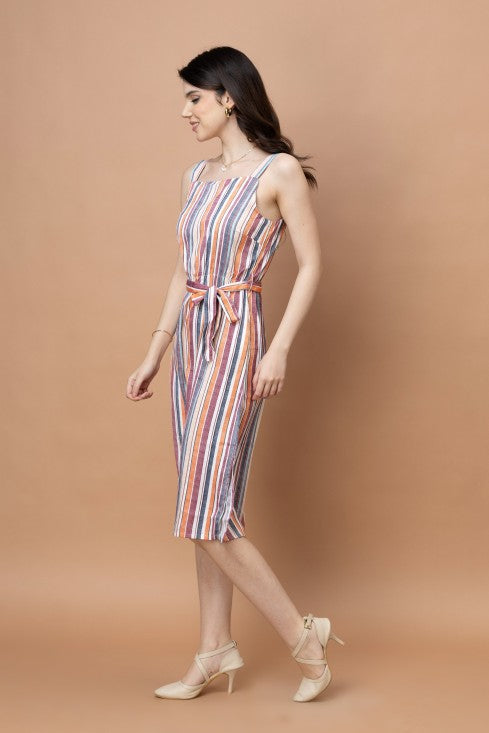 Stripes Printed Straight Dress