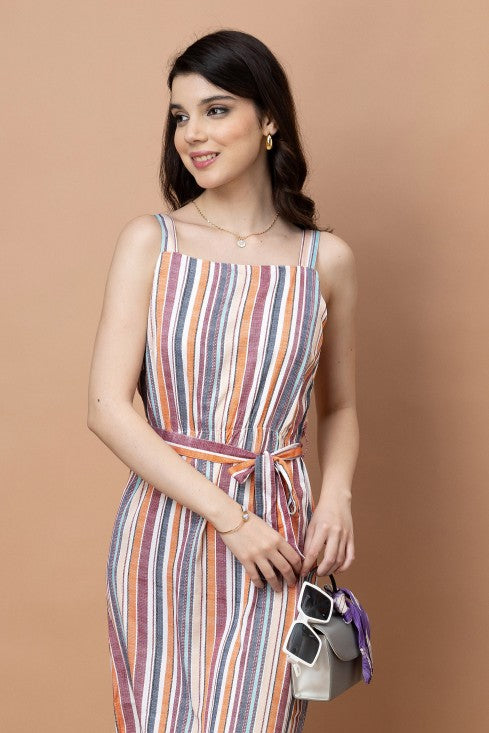 Stripes Printed Straight Dress