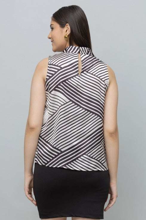 Striped Sleeveless Satin Top