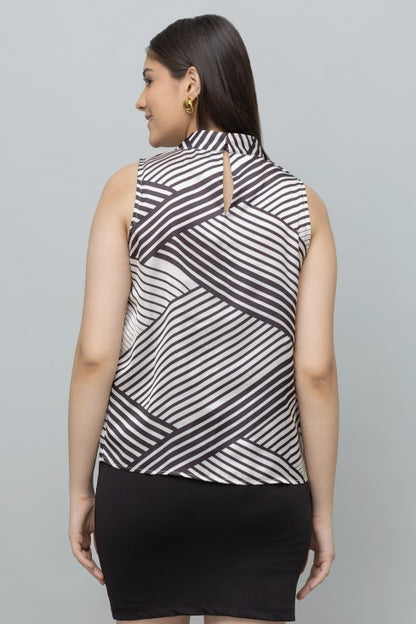 Striped Sleeveless Satin Top