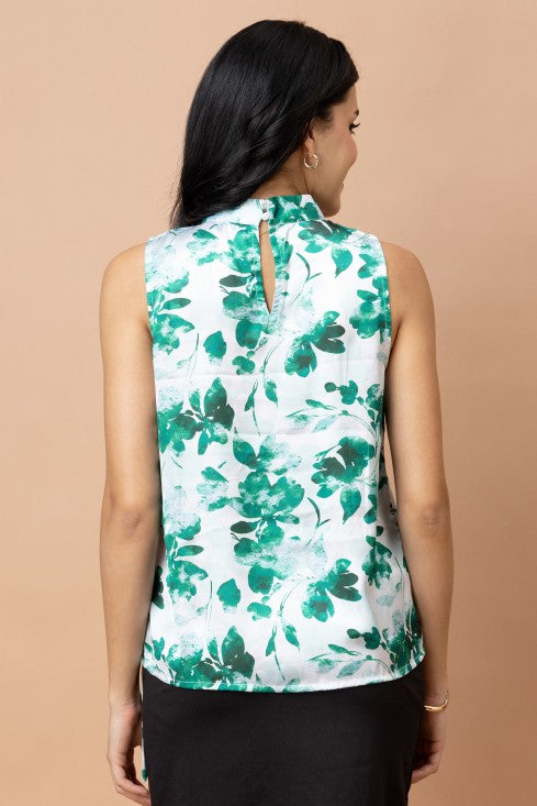 Sleeveless Tie Neck Satin Top