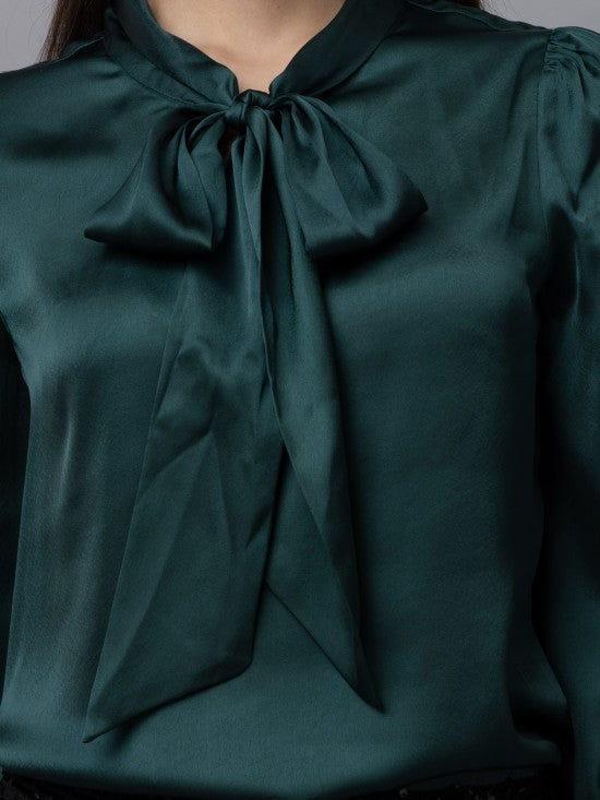 Tie Neck Casual Satin Top