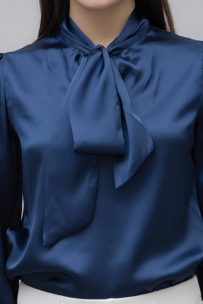 Tie Neck Casual Satin Top