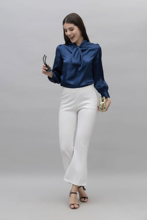 Tie Neck Casual Satin Top