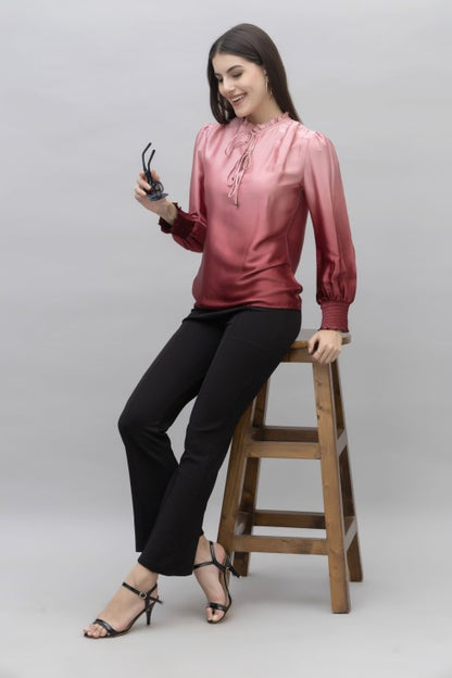 Ombre Smocked Satin Top