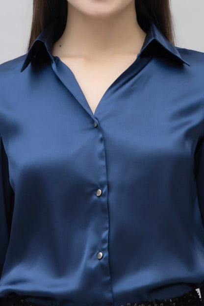 Flared Sleeves Casual Satin Shirt