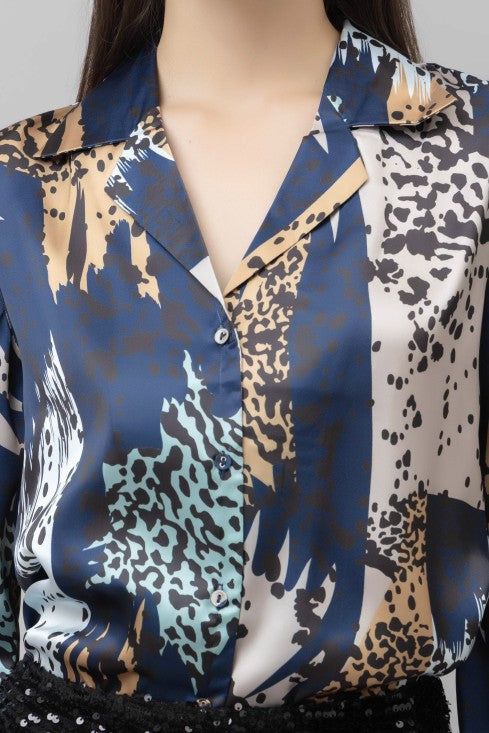 Flared Sleeves Casual Satin Shirt