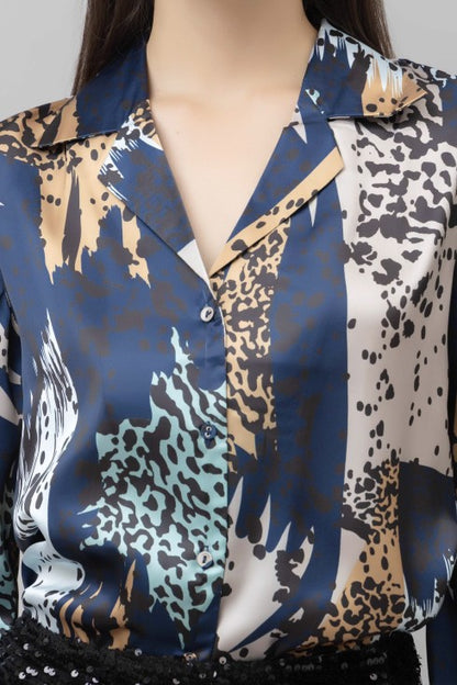 Flared Sleeves Casual Satin Shirt