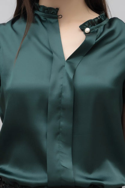 Petal Sleeves Casual Satin Top