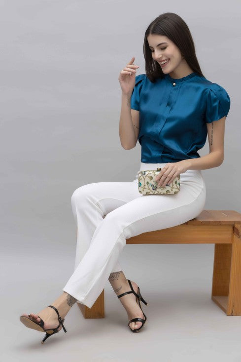 Petal Sleeves Casual Satin Top