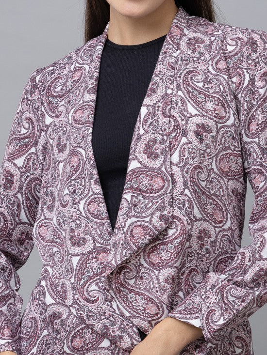 Paisley Printed Casual Front Open Shrug