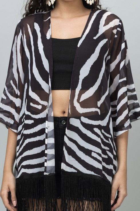 Zebra Print Kimono Shrug