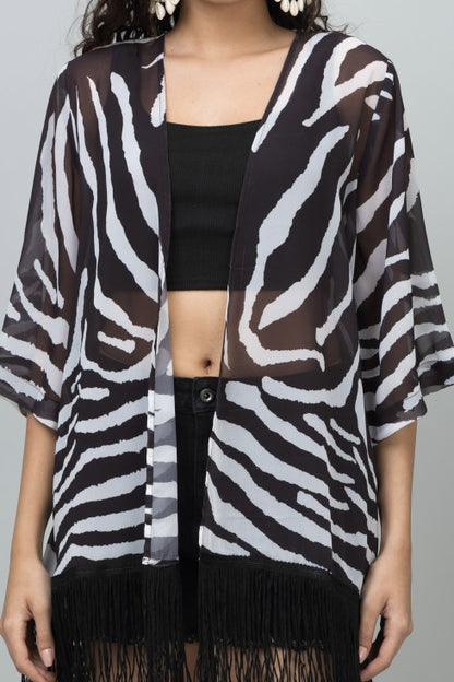Zebra Print Kimono Shrug