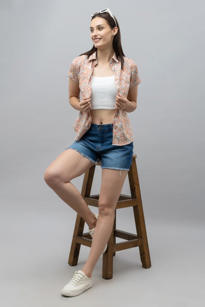Casual Linen Half Sleeves Shirt
