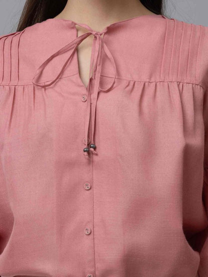 Casual Linen Pintuck Top