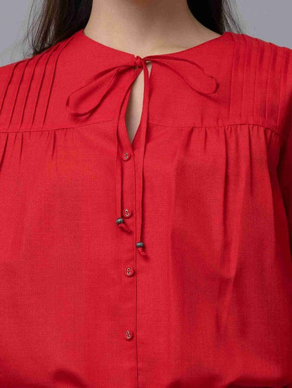 Casual Linen Pintuck Top