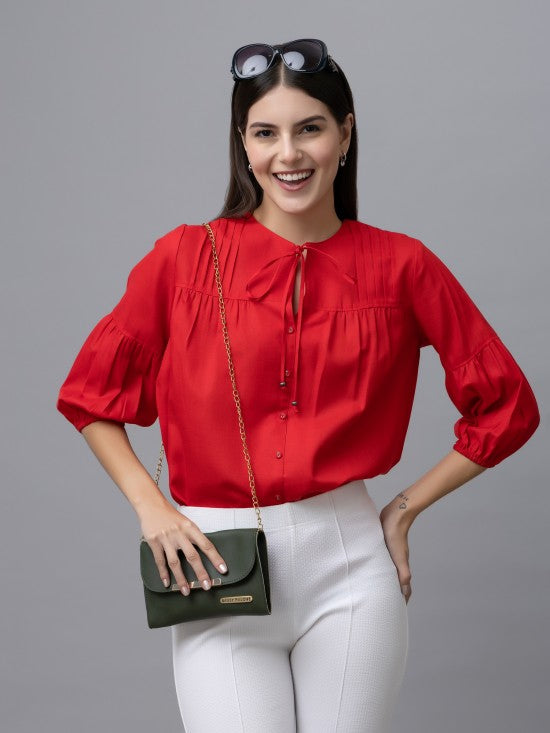 Casual Linen Pintuck Top