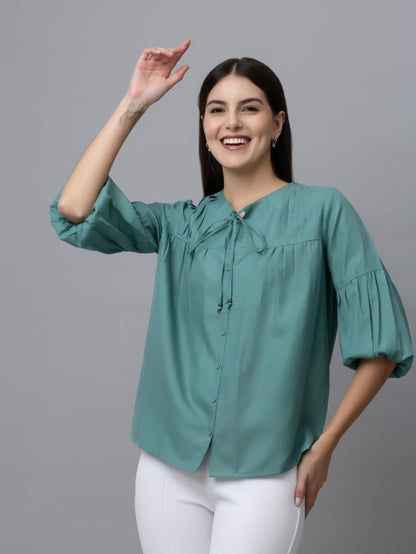 Casual Linen Pintuck Top