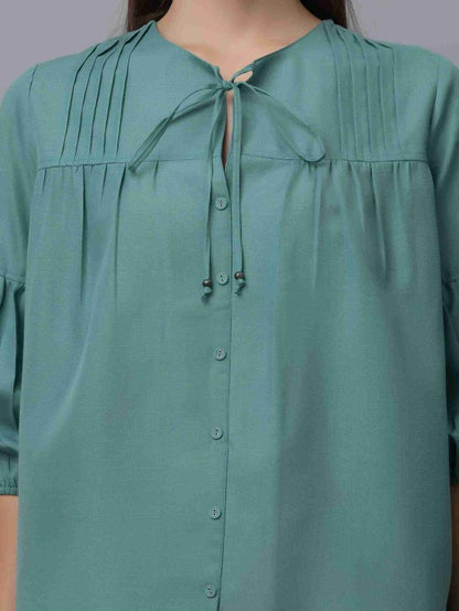 Casual Linen Pintuck Top