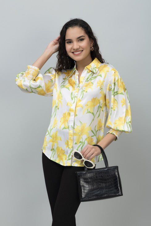 Floral Smocking Shirt