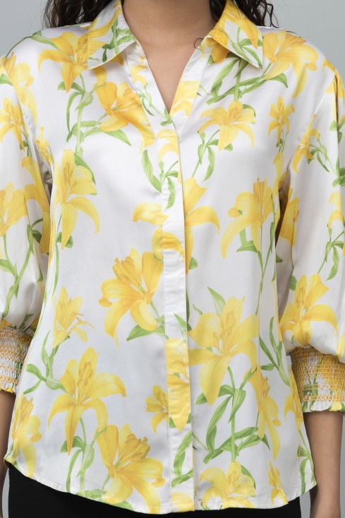 Floral Smocking Shirt