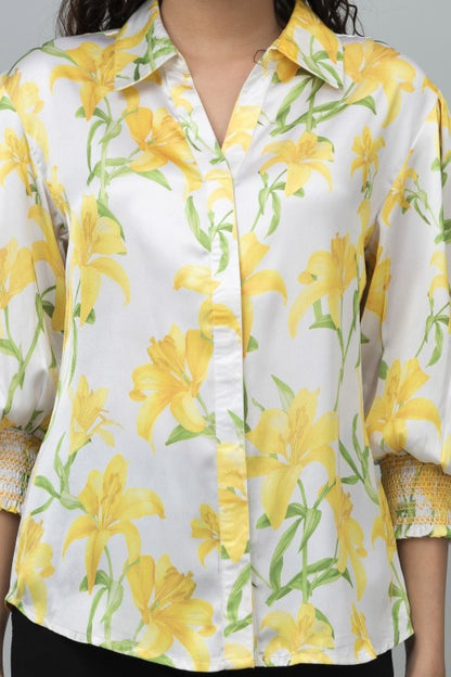 Floral Smocking Shirt