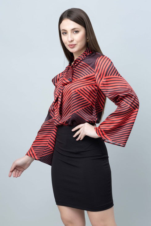 Women's Tie-Up Neck Shirt Style Top