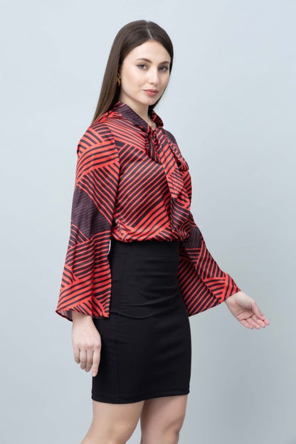 Women's Tie-Up Neck Shirt Style Top