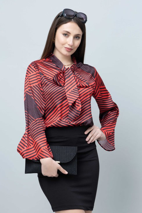 Women's Tie-Up Neck Shirt Style Top