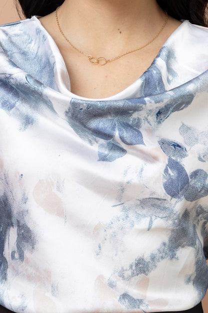 Floral Printed Cowl Neck Top