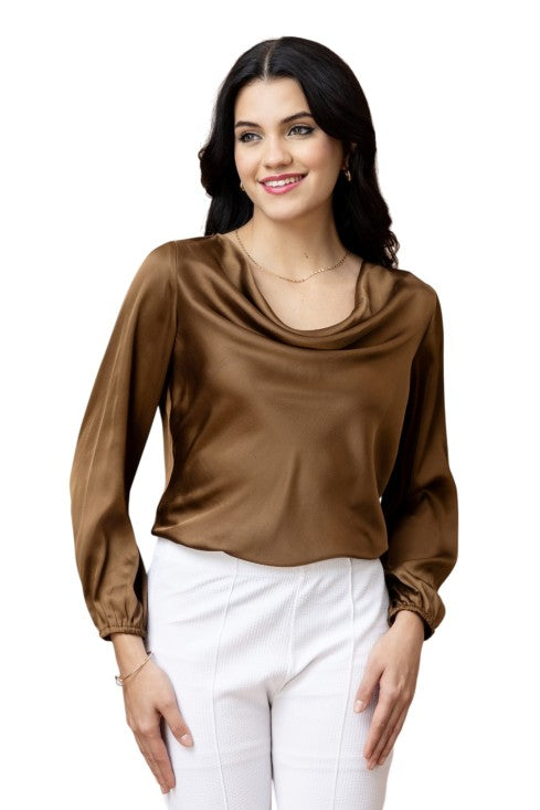 Cowl Neck Satin Top