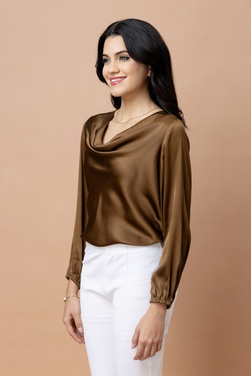 Cowl Neck Satin Top